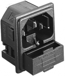 Combination element C14, 3 pole, snap-in, plug-in connection, black, PF0011/10/63