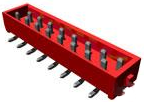 Pin header, 6 pole, pitch 1.27 mm, straight, red, 338728-6