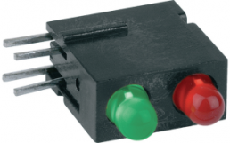 LED signal light, green/red, 30 mcd, pitch 2.54 mm, LED number: 2