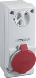 CEE wall socket, 3 pole, 32 A/380-415 V, red, 9 h, IP44, 83045