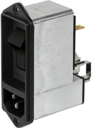 IEC inlet filter C14, 50 to 60 Hz, 3 A, 250 VAC, faston plug 6.3 mm, DF12.2770.9110.1