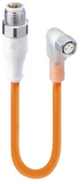 Sensor actuator cable, M12-cable plug, straight to M8-cable socket, angled, 3 pole, 15 m, TPE, orange, 4 A, 934737036