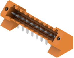 Pin header, 13 pole, pitch 3.5 mm, angled, orange, 1643440000