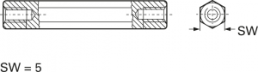 Hexagonal spacer bolt, Internal/Internal Thread, M2.5/M2.5, 25 mm, polyamide