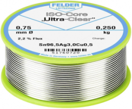 Solder wire, lead-free, SAC (Sn96.5Ag3.0Cu0.5), Ø 0.75 mm, 0.25 kg