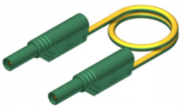 Measuring lead with (4 mm plug, spring-loaded, straight) to (4 mm plug, spring-loaded, straight), 250 mm, yellow/green, PVC, 2.5 mm², CAT II