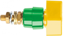 Pole terminal, 4 mm, yellow/green, 1000 V, 63 A, screw connection, nickel-plated, POL 631 / GNGE