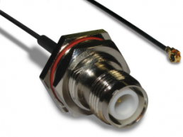 Coaxial Cable, TNC jack (straight) to AMC plug (angled), 50 Ω, 1.13 mm micro cable, 50 mm, 336206-12-0050