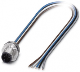 Sensor actuator cable, M12-flange plug, straight to open end, 5 pole, 0.7 m, 4 A, 1458826