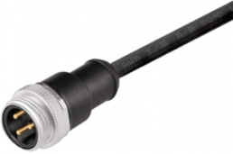 Sensor actuator cable, 7/8"-cable plug, straight to open end, 4 pole, 2 m, PUR, black, 9 A, 1292120200