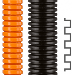 Corrugated hose, inside Ø 22 mm, outside Ø 28.5 mm, BR 55 mm, polyamide, orange