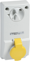 CEE surface-mounted socket, 4 pole, 32 A/100-130 V, yellow, 4 h, IP44, 82040