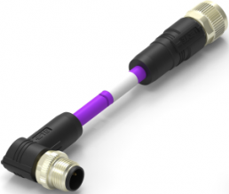Sensor actuator cable, M12-cable plug, angled to M12-cable socket, straight, 2 pole, 6 m, PUR, purple, 4 A, TAB62A35501-060