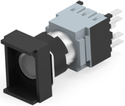 Pushbutton switch, 2 pole, black, illuminated , 5 A/250 V, mounting Ø 16 mm, IP65, 3-1437569-8