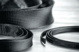 Plastic braided sleeve, range 2-6 mm, black, halogen free, -50 to 150 °C