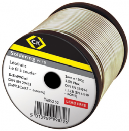 Solder wire, lead-free, SC (Sn99Cu1), Ø 2 mm, 500 g