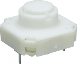 Short-stroke pushbutton, 1 Form A (N/O), 100 mA/35 V AC/DC, unlit , actuator (white, L 4.9 mm), 2.9 N, THT
