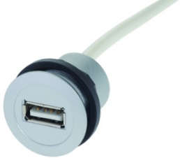 USB 2.0 Cable for front panel mounting, USB socket type A to USB plug type A, 0.4 m, silver
