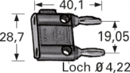Double laboratory plug, 4 mm, black, 15 A