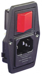 Plug C14, 3 pole, screw mounting, plug-in connection, black, BVB01/Z0000/10