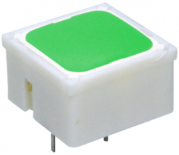 Short-stroke pushbutton, 1 Form A (N/O), 250 mA/35 V AC/DC, illuminated, actuator (green, L 0.7 mm), 2.9 N, THT