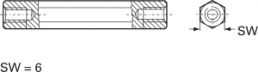 Hexagonal spacer bolt, Internal/Internal Thread, M3/M3, 45 mm, polyamide