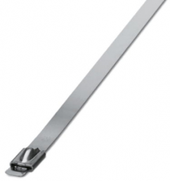 Cable tie, stainless steel, (L x W) 360 x 4.8 mm, bundle-Ø 254 mm, silver, UV resistant, -80 to 538 °C
