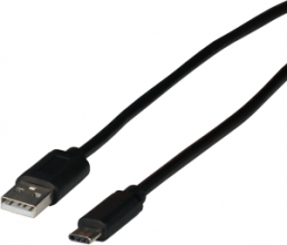 USB 2.0 connection cable, USB plug type C to USB plug type A, 2 m, black