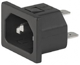 Plug C14, 3 pole, snap-in, plug-in connection, black, 6162.0024