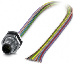 Sensor actuator cable, M12-flange plug, straight to open end, 8 pole, 0.5 m, 2 A, 1411595