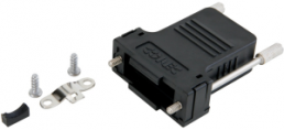 D-Sub connector housing, size: 5 (DD), straight 180°, cable Ø 14.5 mm, ABS, black, 165X13509XE