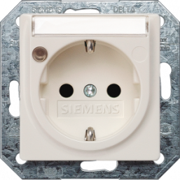 German schuko-style socket outlet with label field, white, 16 A/250 V, Germany, IP20, 5UB1524