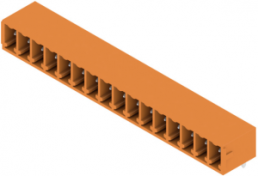 Pin header, 16 pole, pitch 3.81 mm, angled, orange, 1037650000