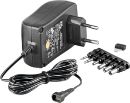 Plug-in power supply, 3/4.5/6/7.5/9/12 VDC, 600 mA, 7.2 W, 53995