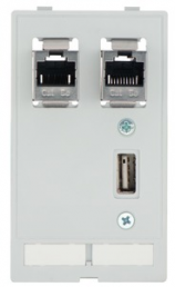 Data module, USB socket type A 3.0/2 x RJ45 socket to USB socket type A 3.0/2 x RJ45 socket, 39500020133
