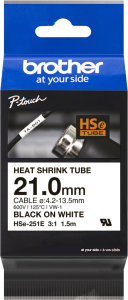 Shrink sleeve cassette, 3:1, 4.2 mm, (L x W) 1.5 m x 21 mm, inscribable, black/white, HSE-251E