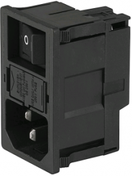 Plug C14, 3 pole, snap-in, plug-in connection, black, KM00.1105.11