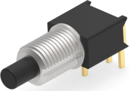 Switch, 1 pole, black, unlit , 0.4 A/20 VDC, mounting Ø 6.5 mm, 1825100-4