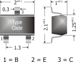Bipolar junction transistor, NPN, 100 mA, 65 V, SMD, SOT-323, BC846CW