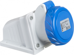 CEE wall socket, 4 pole, 16 A/200-250 V, blue, IP67, PKF16W724