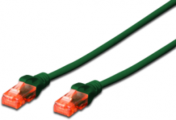 Patch cable, RJ45 plug, straight to RJ45 plug, straight, Cat 6, U/UTP, PVC, 5 m, green