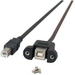 USB 2.0 Cable for front panel mounting, USB plug type B to USB panel socket type B, 0.5 m, black