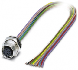 Sensor actuator cable, M12-flange socket, straight to open end, 12 pole, 2 m, 1.5 A, 1458790