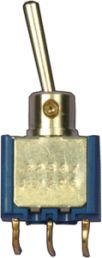 Toggle switch, metal, 1 pole, groping/latching, (On)-Off-(On), 0.4 VA/20 V AC/DC, gold-plated, 5237WCD