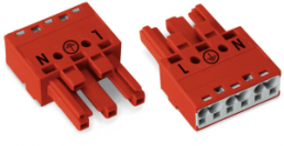 Socket, 3 pole, spring-clamp connection, 0.5-4.0 mm², red, 770-1303