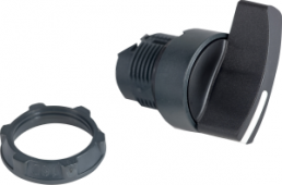 Selector switch, latching, waistband round, black, front ring black, 2 x 90°, mounting Ø 22 mm, ZB5AJ2