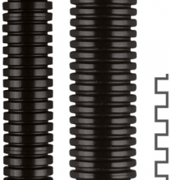 Corrugated hose, inside Ø 22 mm, outside Ø 28.5 mm, BR 55 mm, polyamide, gray
