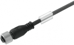 Sensor actuator cable, M12-cable socket, straight to open end, 3 pole, 10 m, PUR, black, 4 A, 1057741000