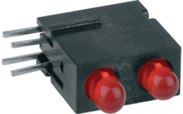 LED signal light, red, 30 mcd, pitch 2.54 mm, LED number: 2