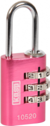 Combination lock, level 2, shackle (H) 21 mm, pink, steel, (B) 20 mm, K10520PIND